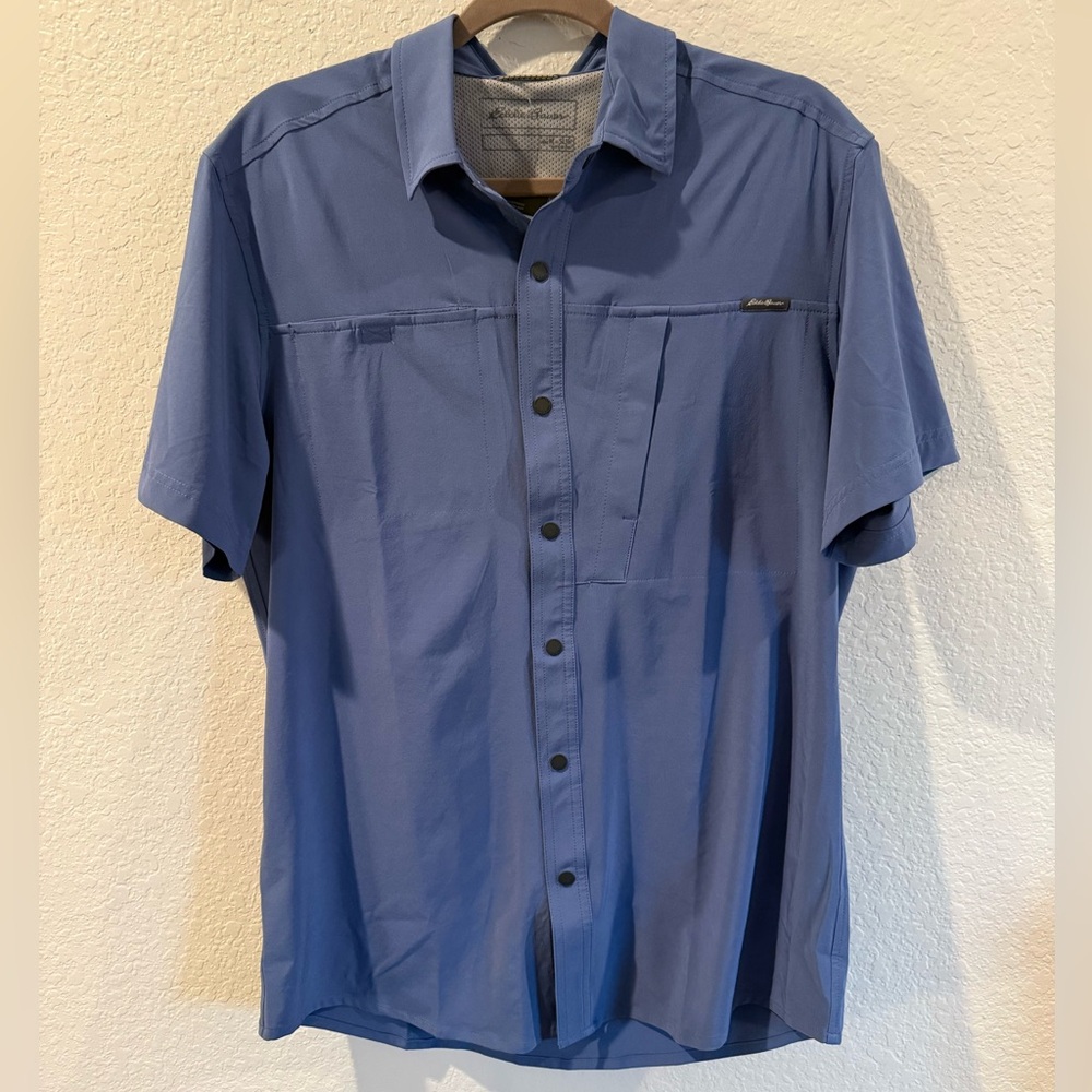 Eddie Bauer Men's Casual Blue Button Down Shirt